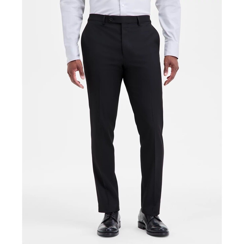 NEW DKNY Mens 48x32 Solid Black Soft Modern Fit Trousers/Dress Pants/Slacks